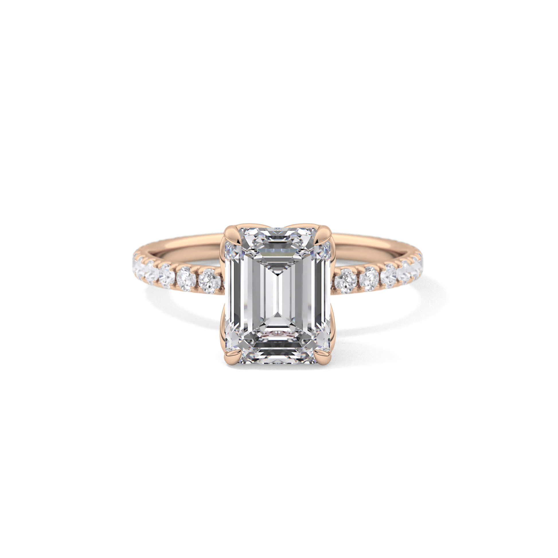 Emerald Pave Lab Grown Diamond Engagement Ring
