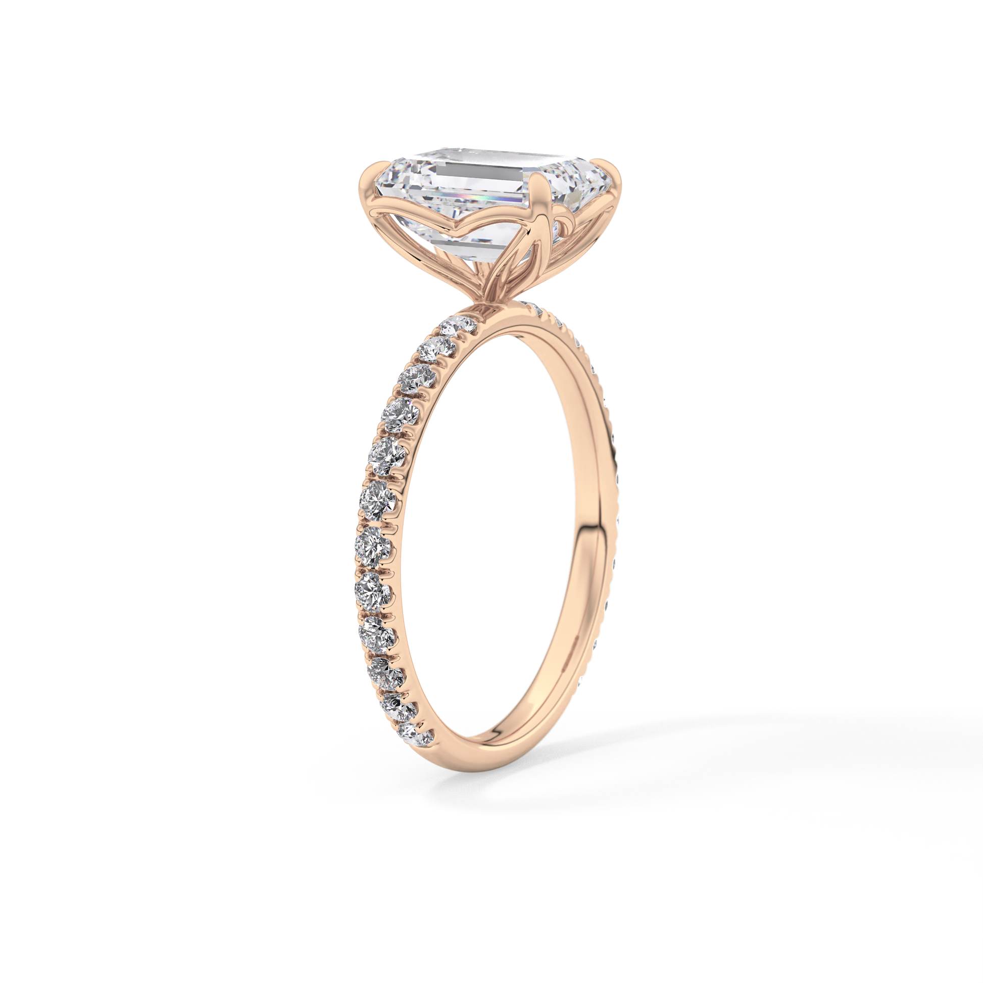 Emerald Pave Lab Grown Diamond Engagement Ring