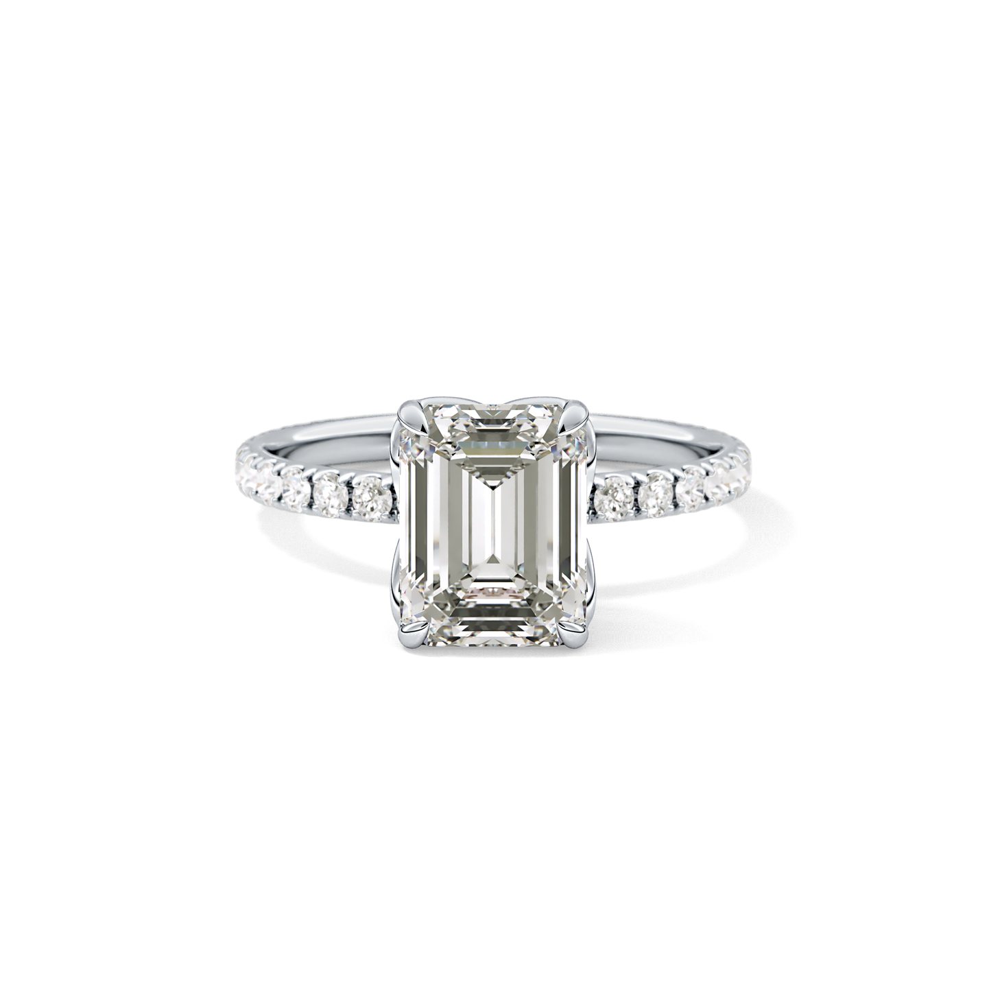 Emerald Pave Lab Grown Diamond Engagement Ring