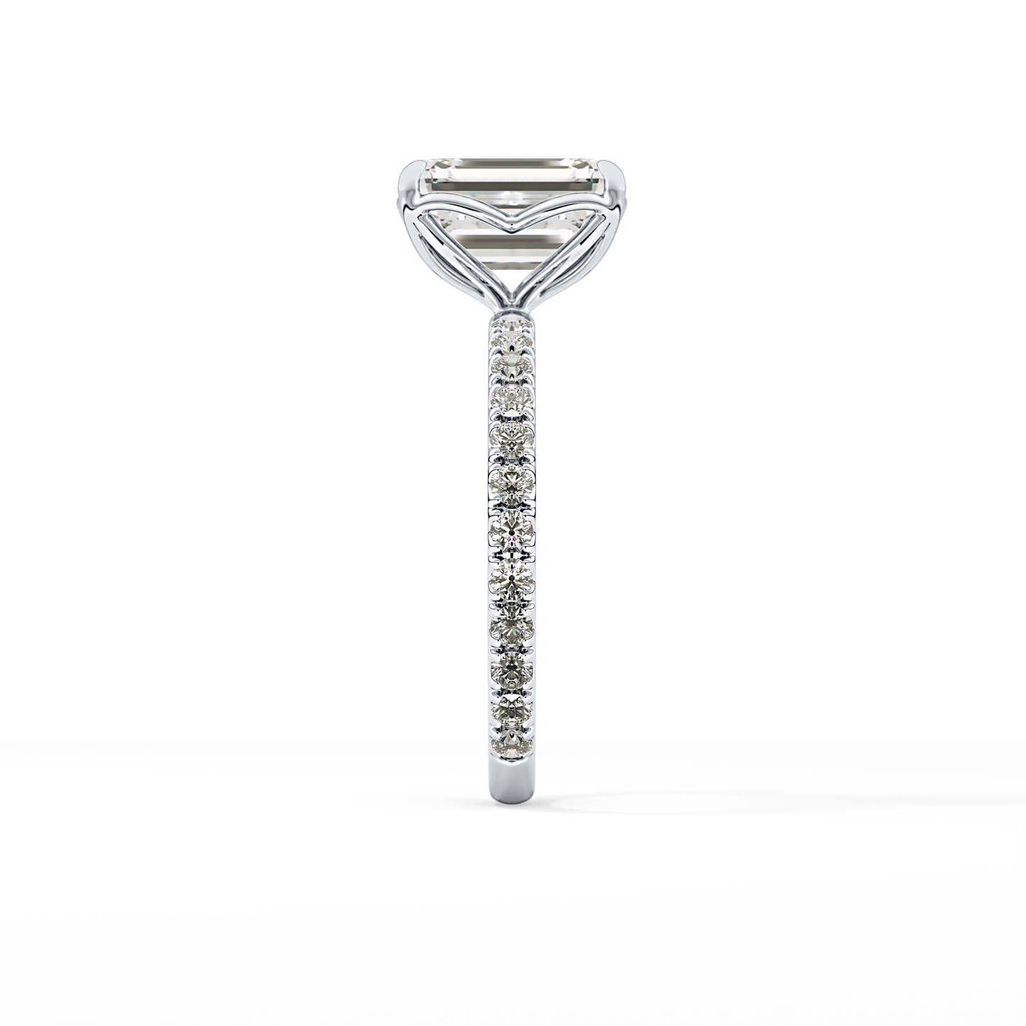 Emerald Pave Lab Grown Diamond Engagement Ring
