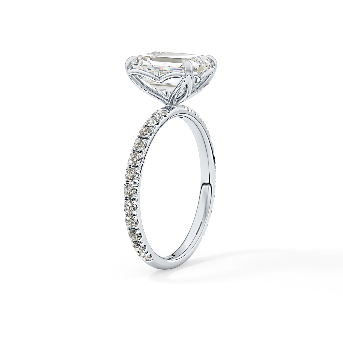 Emerald Pave Lab Grown Diamond Engagement Ring
