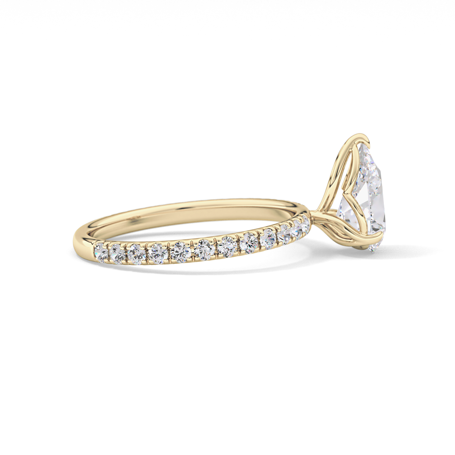 Pear Pave Lab Grown Diamond Engagement Ring