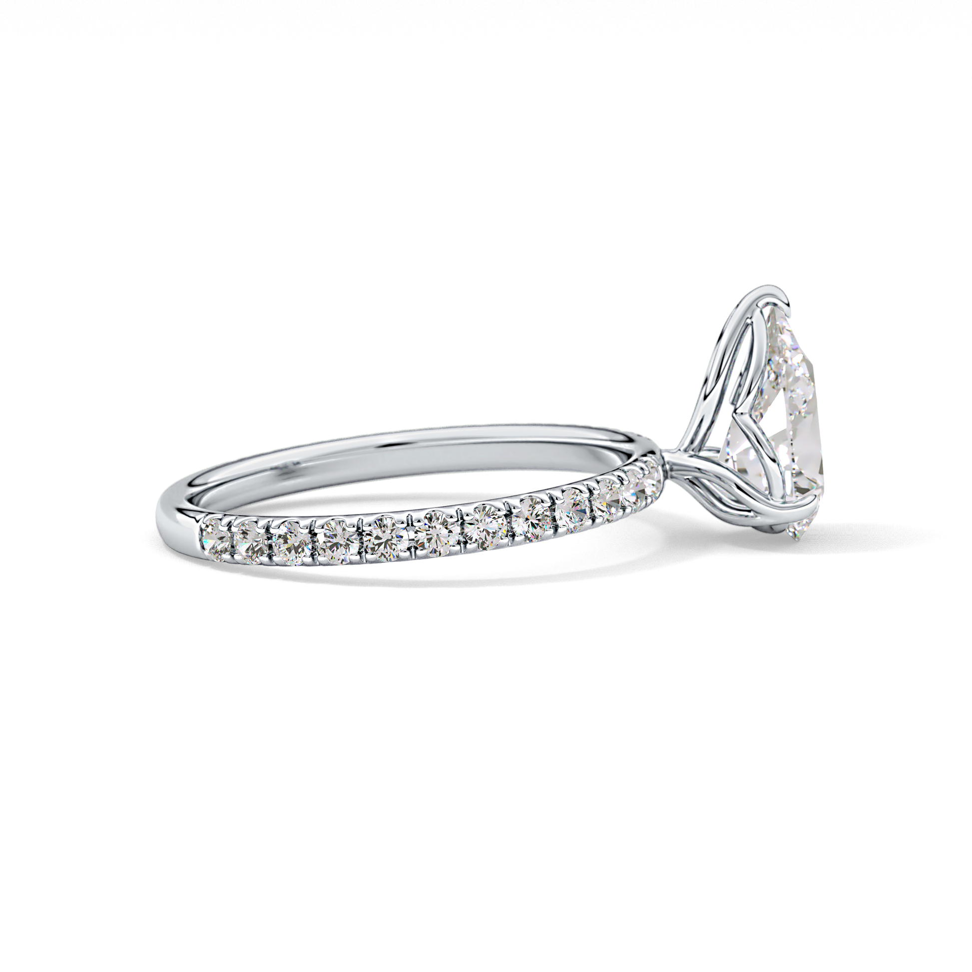 Pear Pave Lab Grown Diamond Engagement Ring