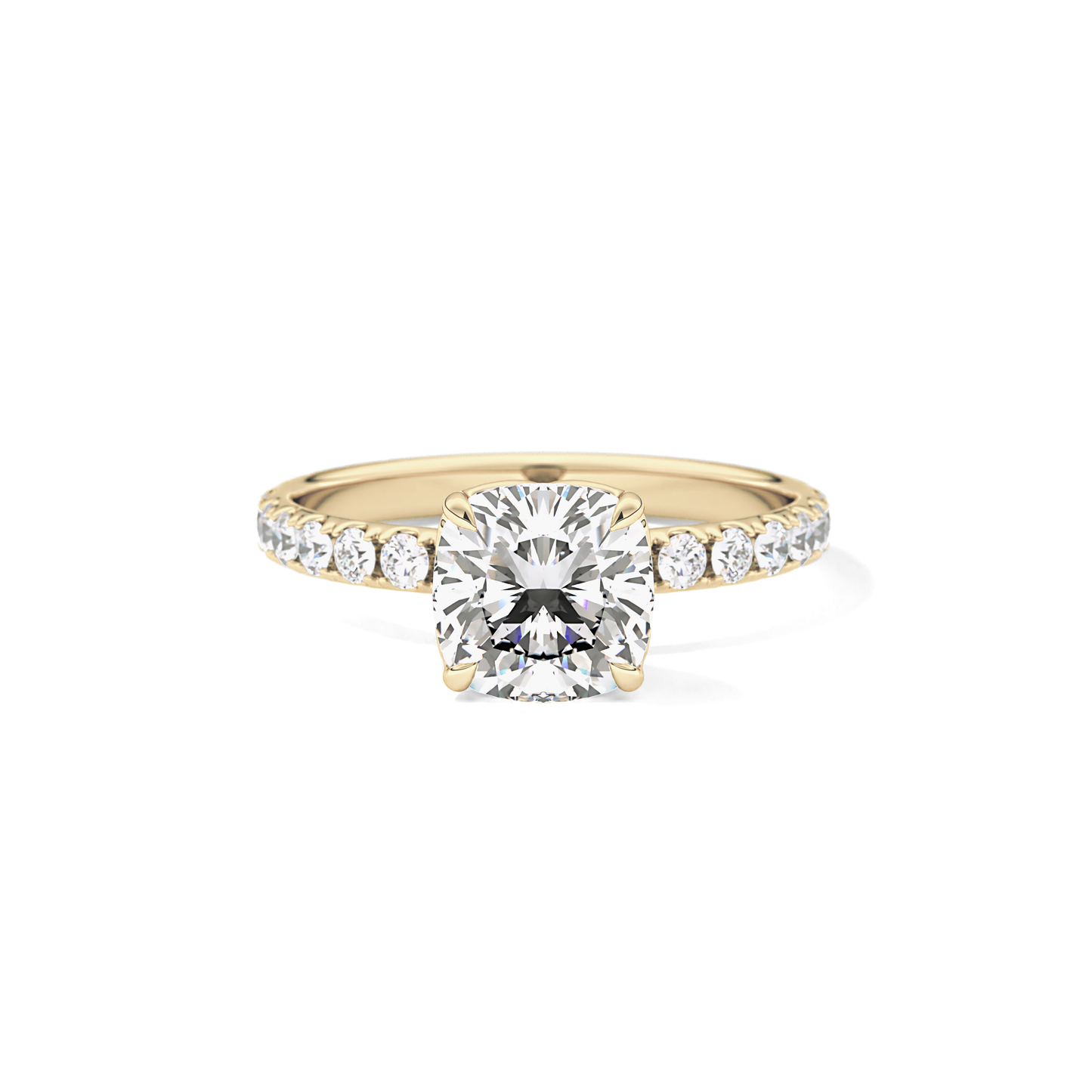 Cushion Pave Lab Grown Diamond Engagement Ring