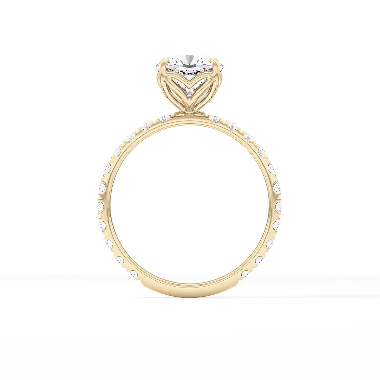 Cushion Pave Lab Grown Diamond Engagement Ring