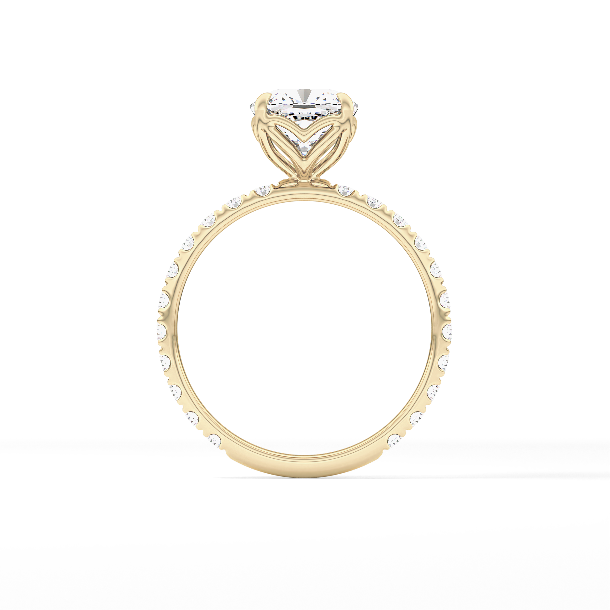 Cushion Pave Lab Grown Diamond Engagement Ring