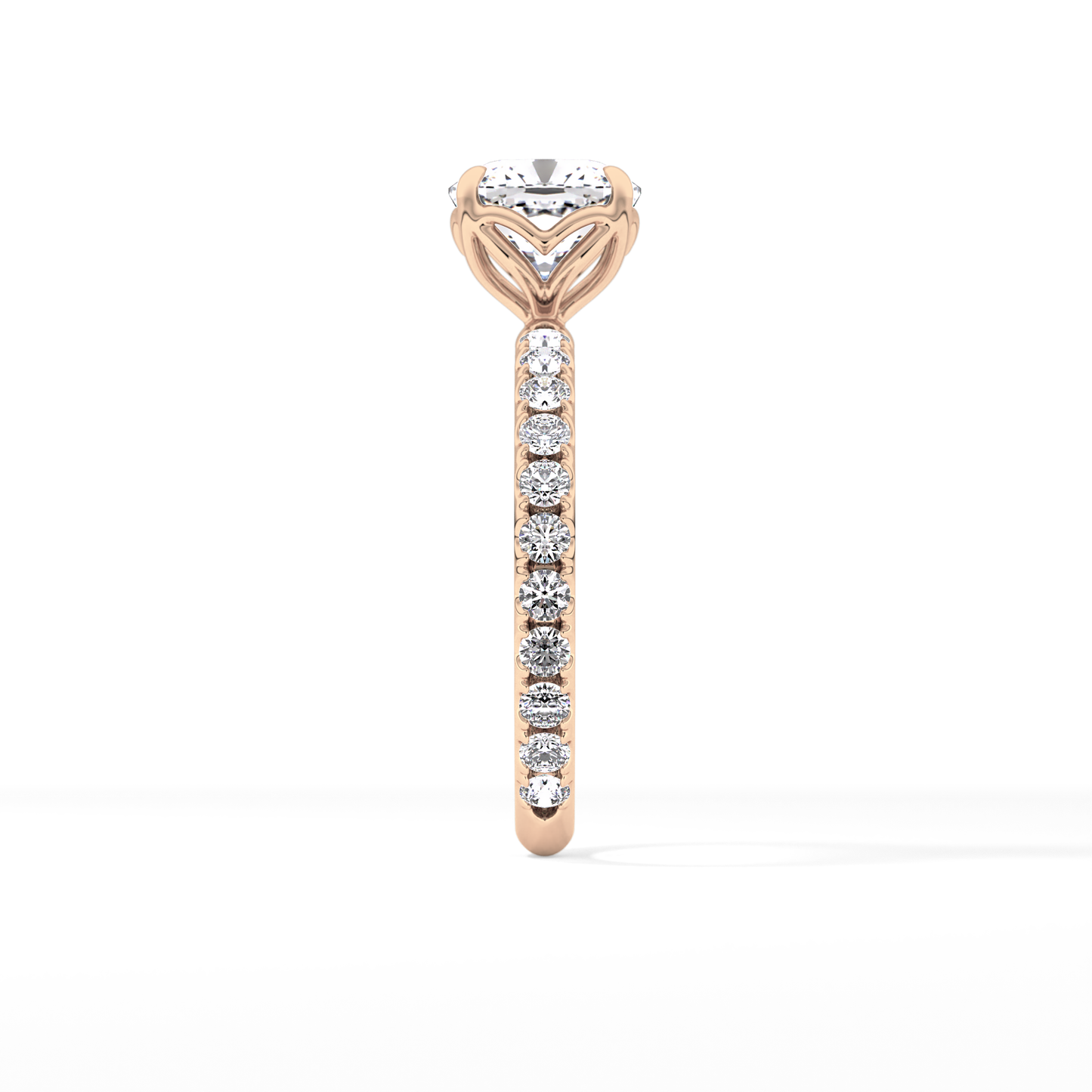 Cushion Pave Lab Grown Diamond Engagement Ring