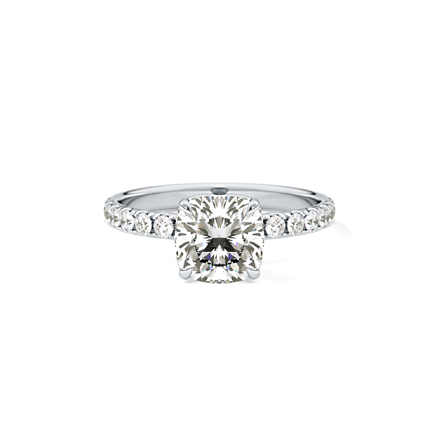 Cushion Pave Lab Grown Diamond Engagement Ring