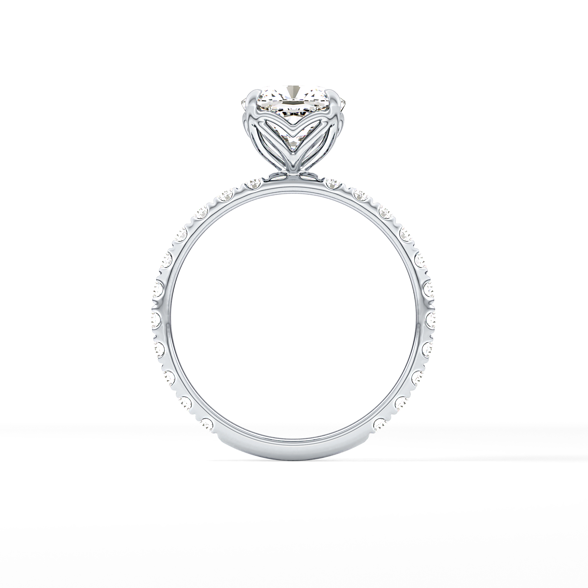Cushion Pave Lab Grown Diamond Engagement Ring
