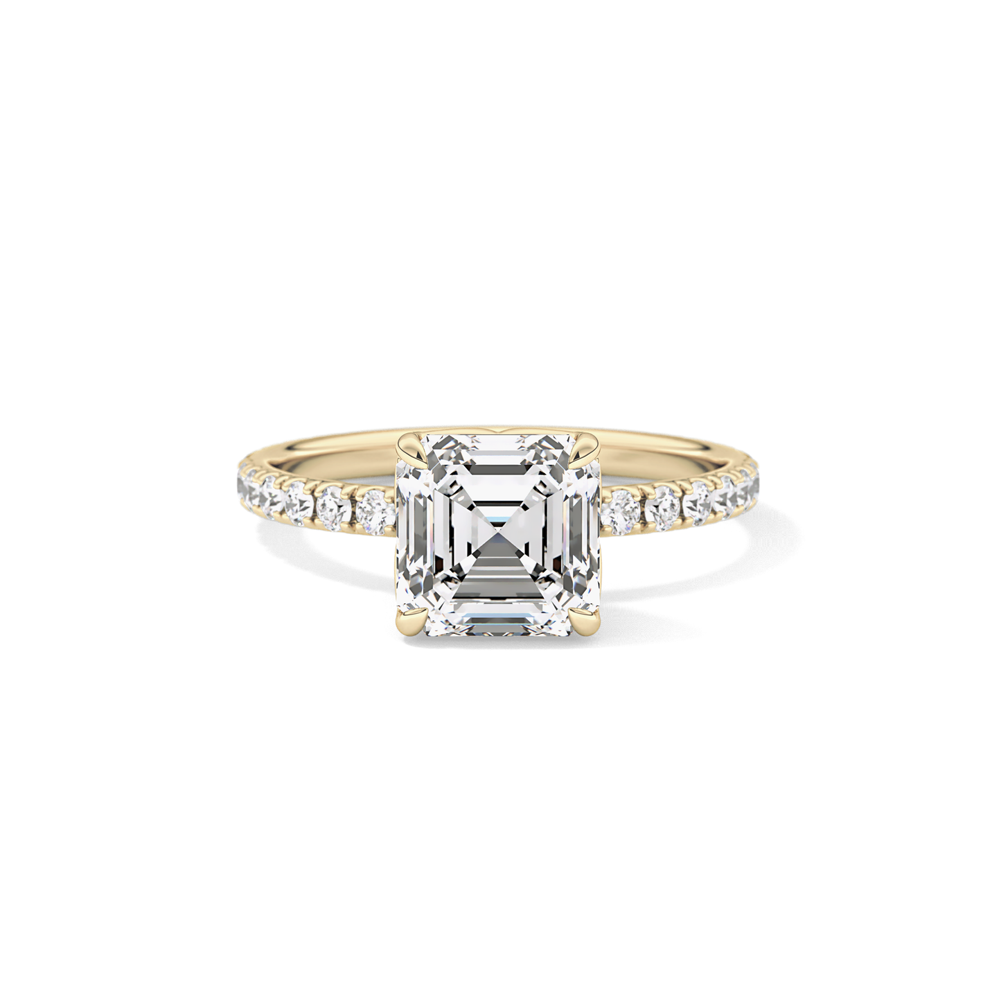 Asscher Pave Lab Grown Diamond Engagement Ring