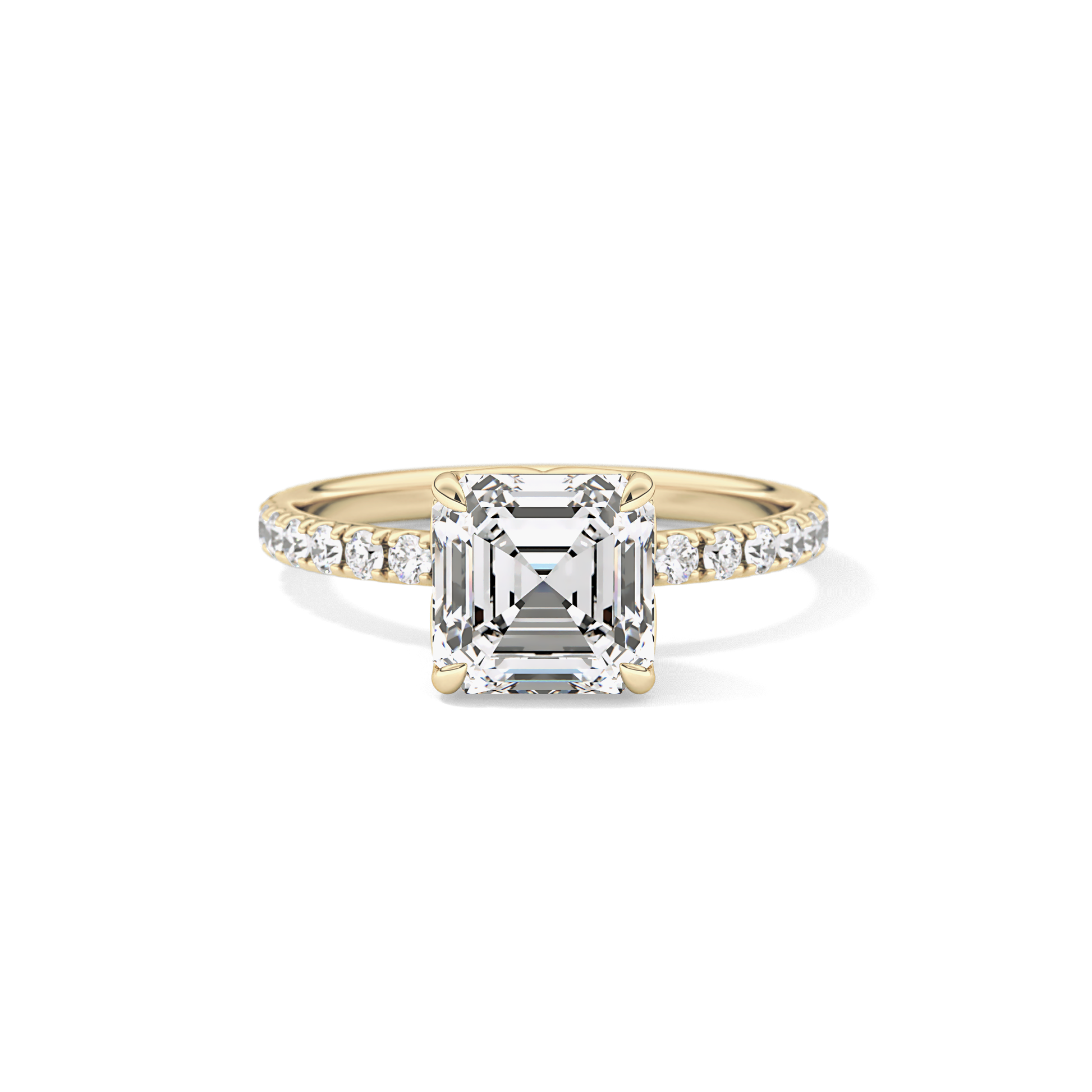 Asscher Pave Lab Grown Diamond Engagement Ring