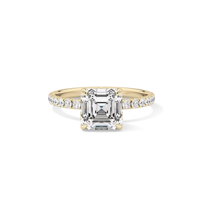 Asscher Pave Lab Grown Diamond Engagement Ring