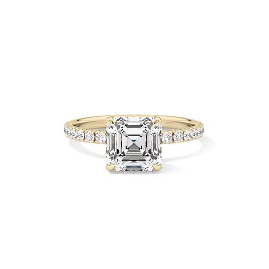 Asscher Pave Lab Grown Diamond Engagement Ring