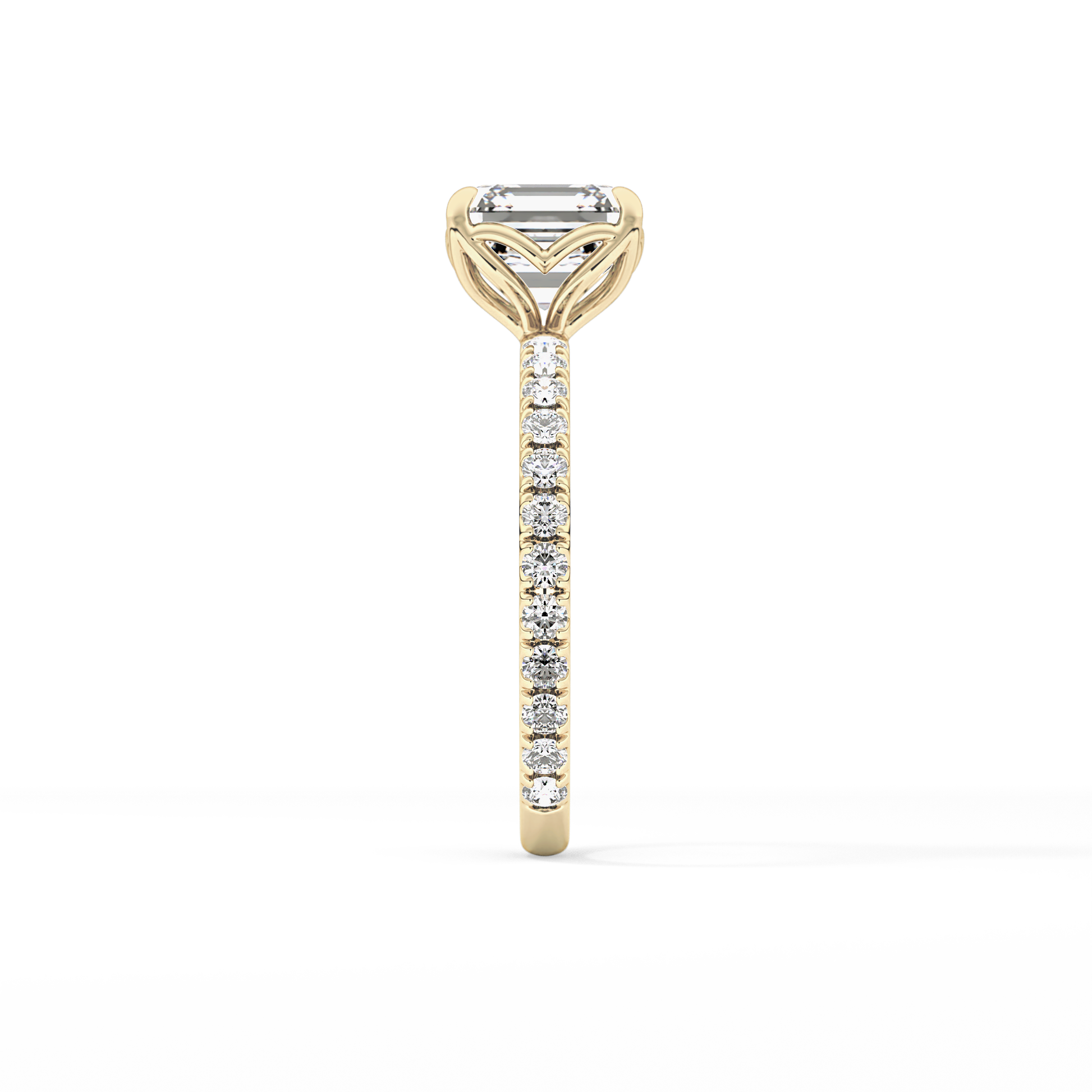 Asscher Pave Lab Grown Diamond Engagement Ring