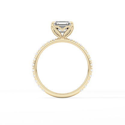 Asscher Pave Lab Grown Diamond Engagement Ring