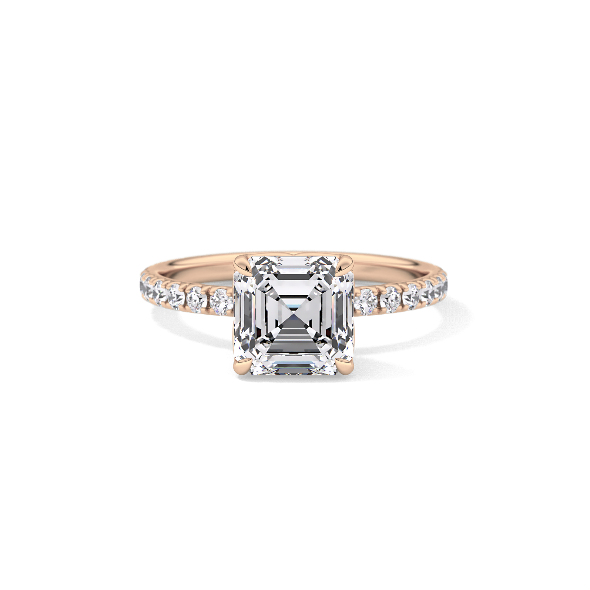 Asscher Pave Lab Grown Diamond Engagement Ring