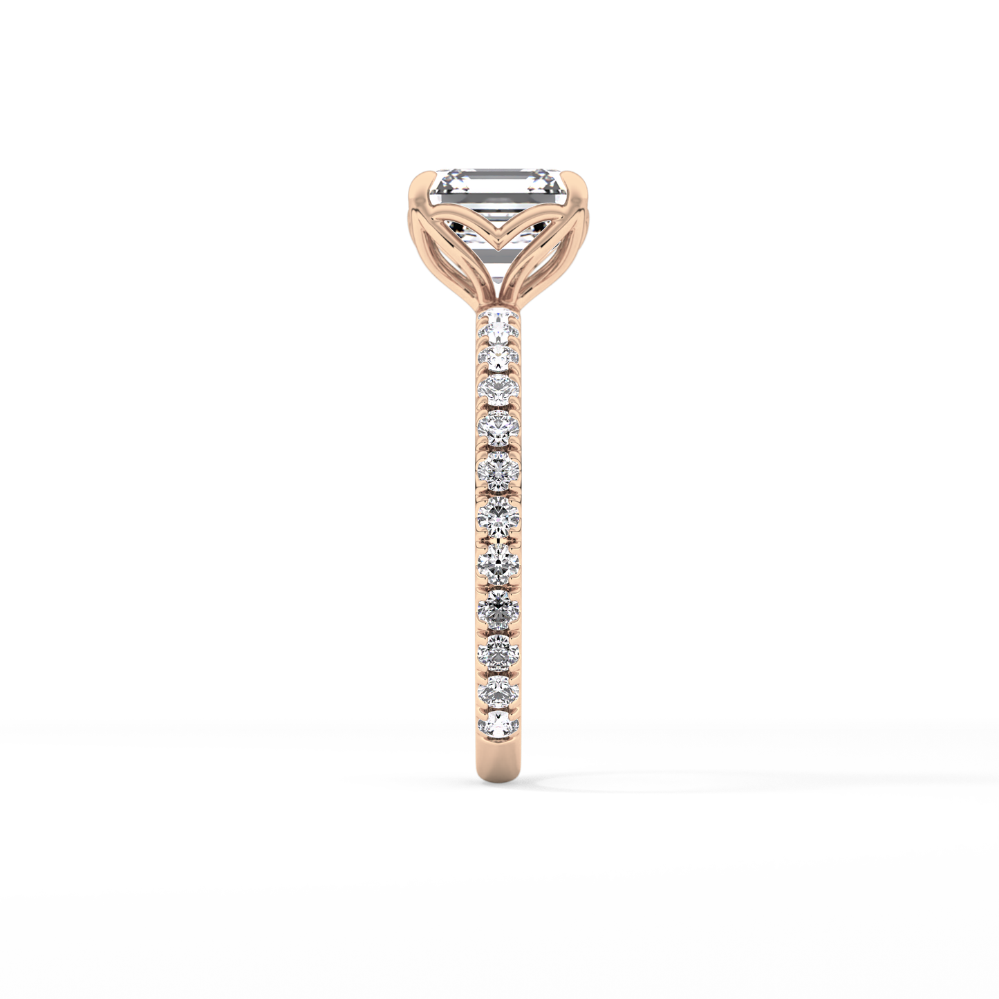 Asscher Pave Lab Grown Diamond Engagement Ring