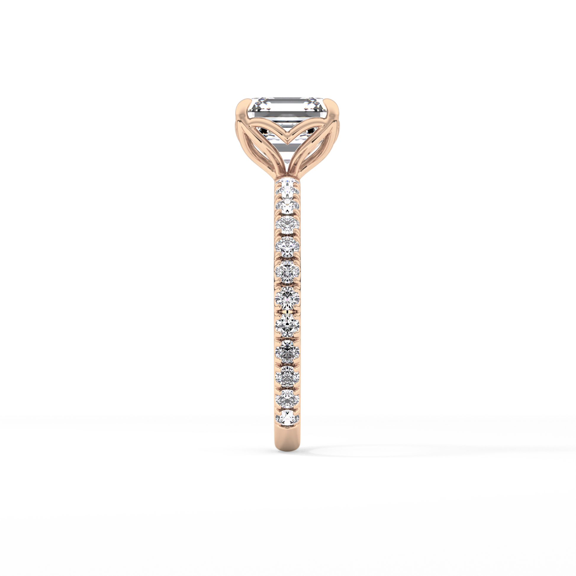 Asscher Pave Lab Grown Diamond Engagement Ring