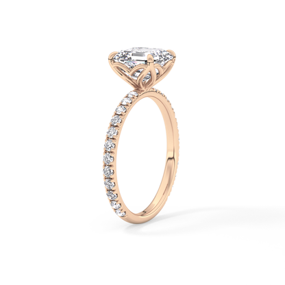 Asscher Pave Lab Grown Diamond Engagement Ring