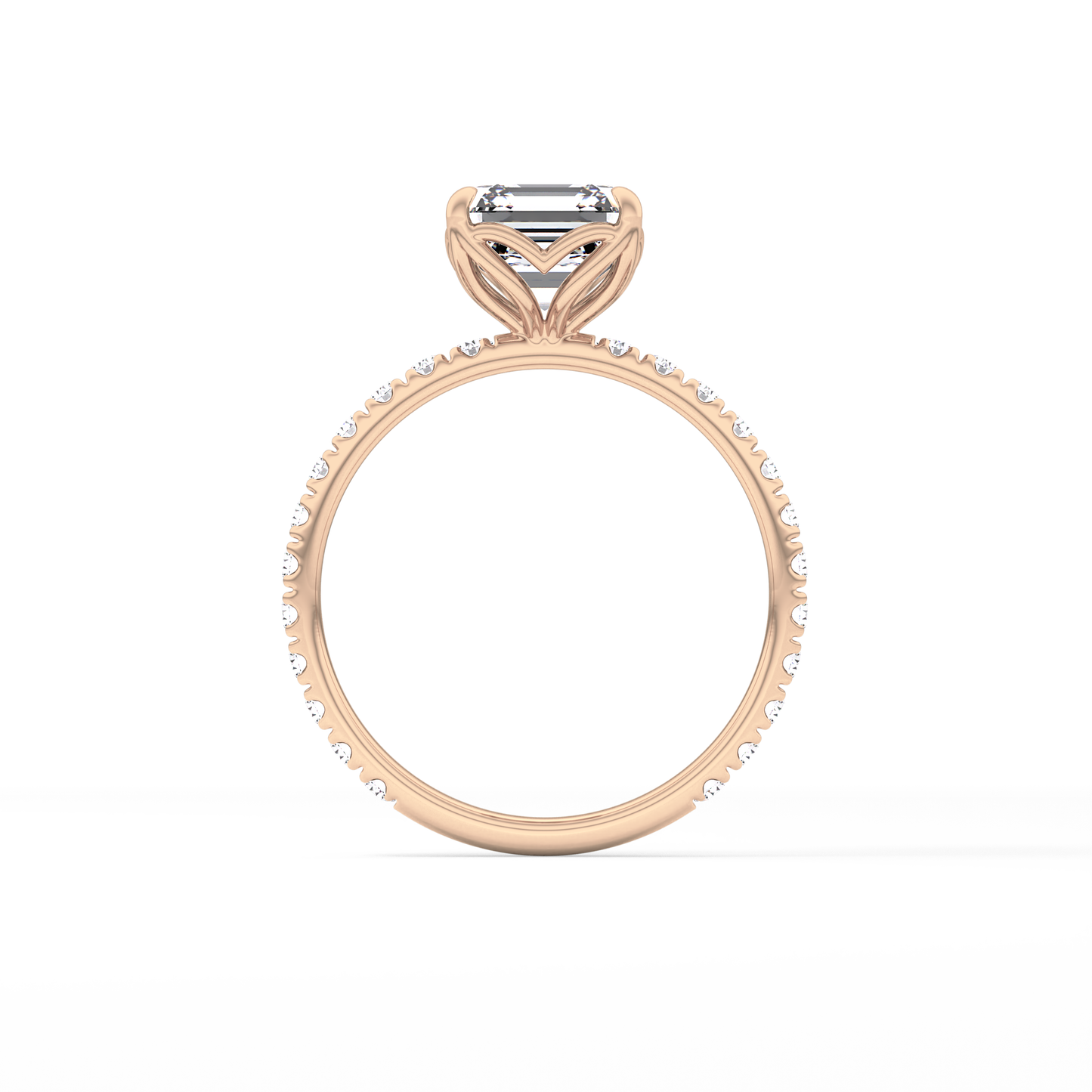 Asscher Pave Lab Grown Diamond Engagement Ring