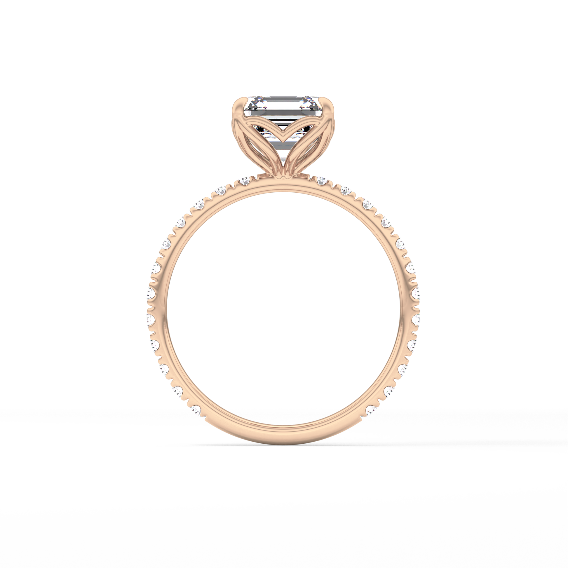 Asscher Pave Lab Grown Diamond Engagement Ring