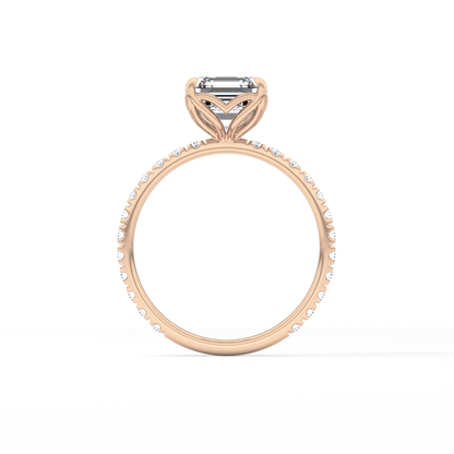 Asscher Pave Lab Grown Diamond Engagement Ring