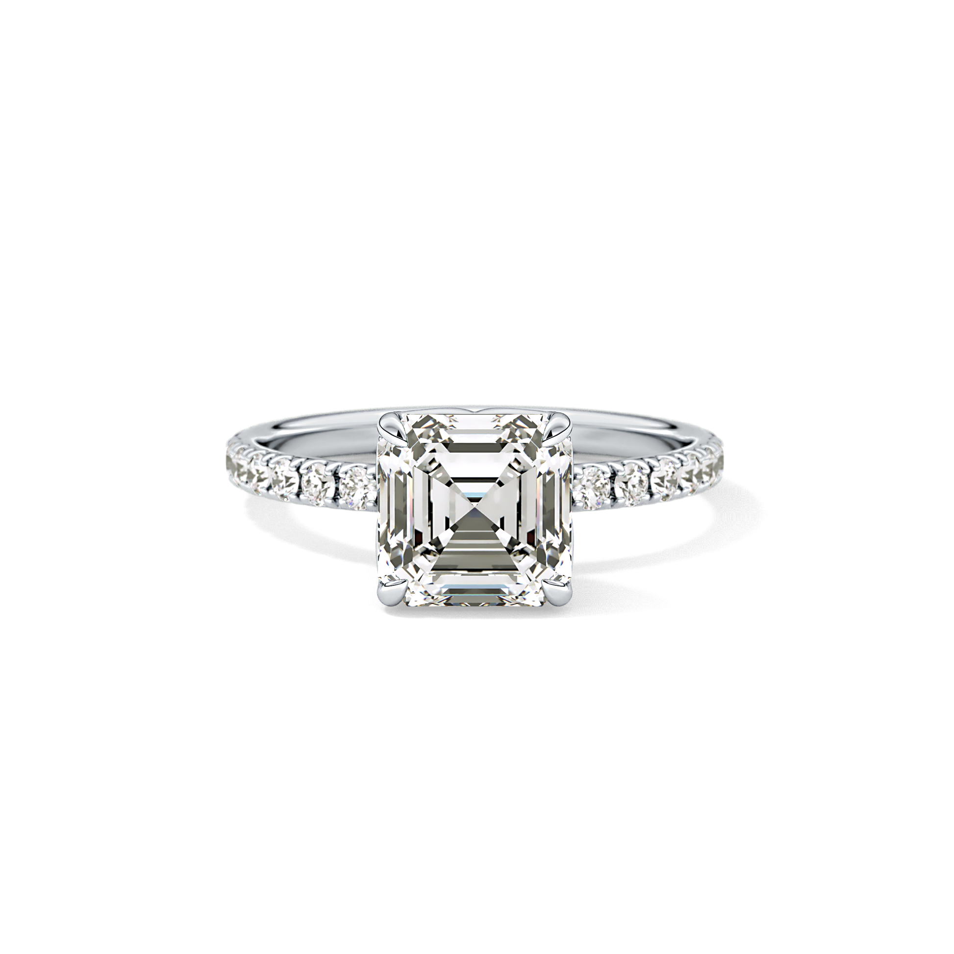 Asscher Pave Lab Grown Diamond Engagement Ring