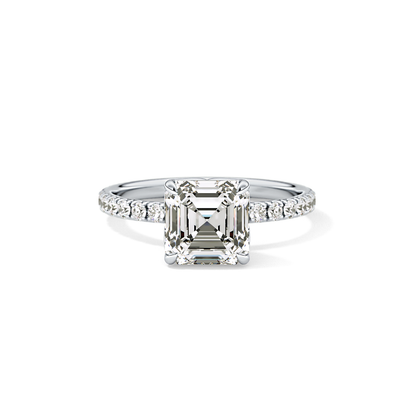 Asscher Pave Lab Grown Diamond Engagement Ring
