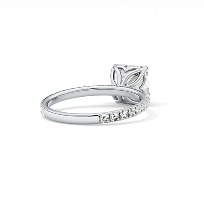 Asscher Pave Lab Grown Diamond Engagement Ring