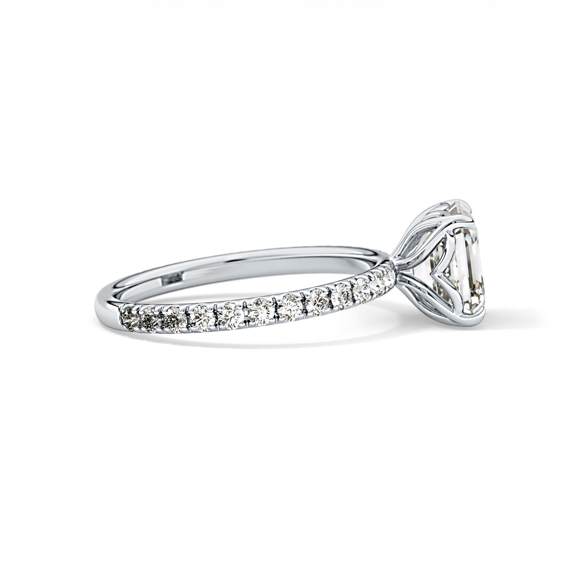Asscher Pave Lab Grown Diamond Engagement Ring