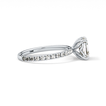 Asscher Pave Lab Grown Diamond Engagement Ring