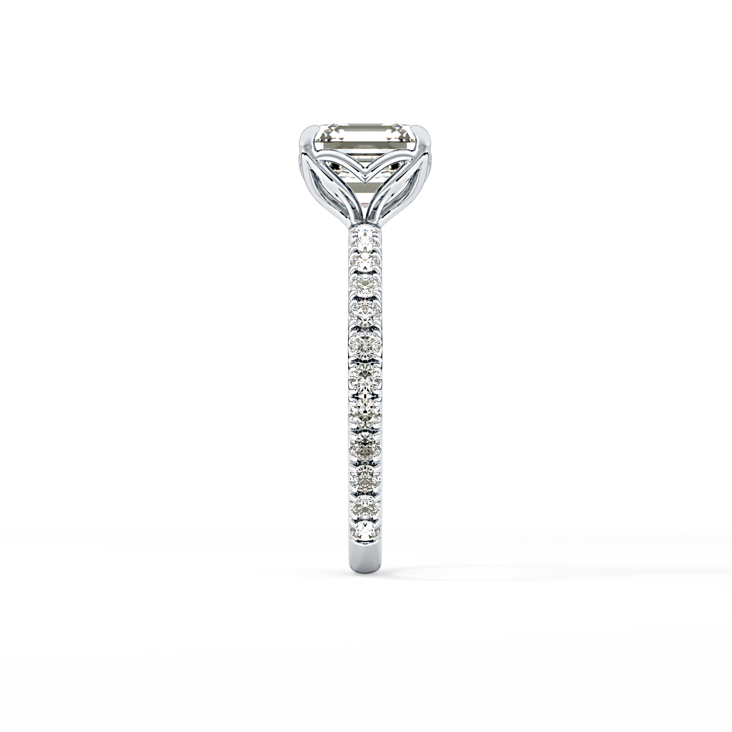 Asscher Pave Lab Grown Diamond Engagement Ring