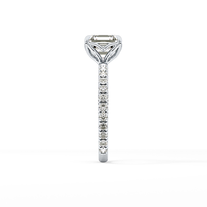 Asscher Pave Lab Grown Diamond Engagement Ring