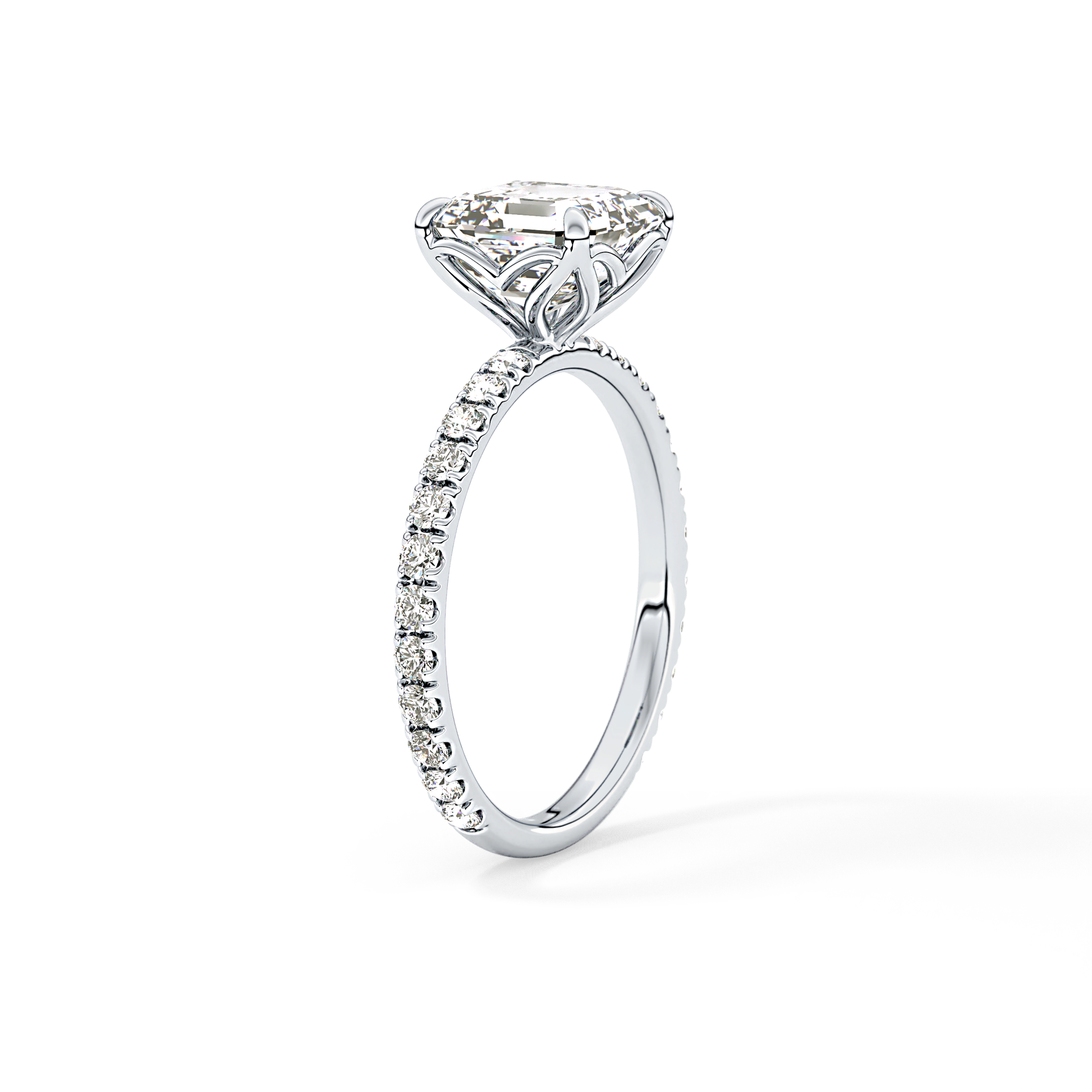 Asscher Pave Lab Grown Diamond Engagement Ring