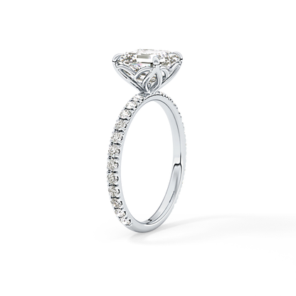 Asscher Pave Lab Grown Diamond Engagement Ring