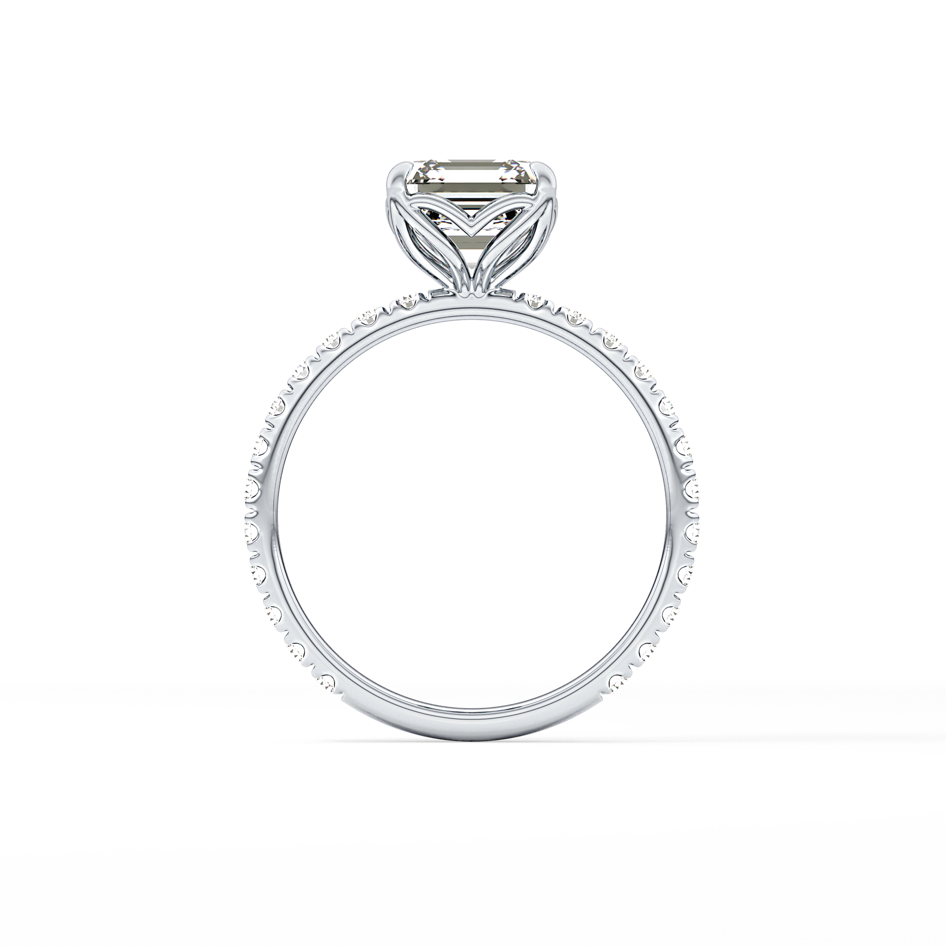 Asscher Pave Lab Grown Diamond Engagement Ring