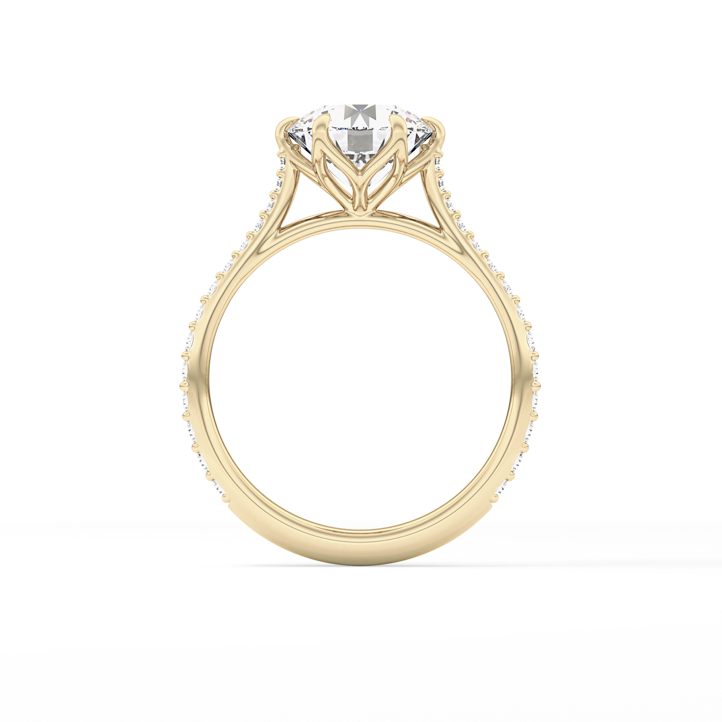 Round Pave Lab Grown Diamond Engagement Ring