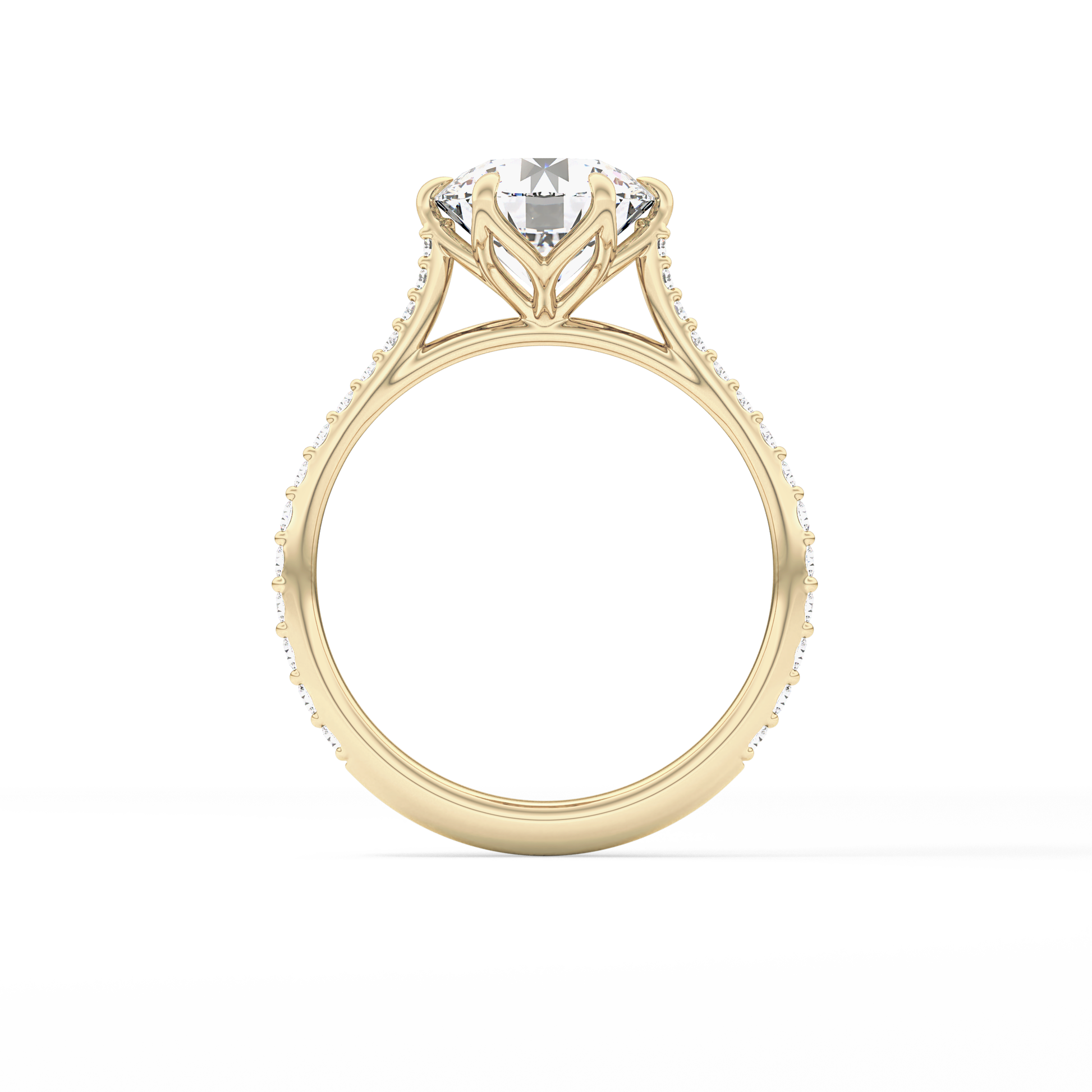Round Pave Lab Grown Diamond Engagement Ring