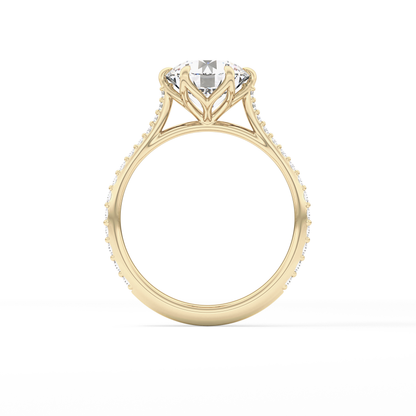 Round Pave Lab Grown Diamond Engagement Ring