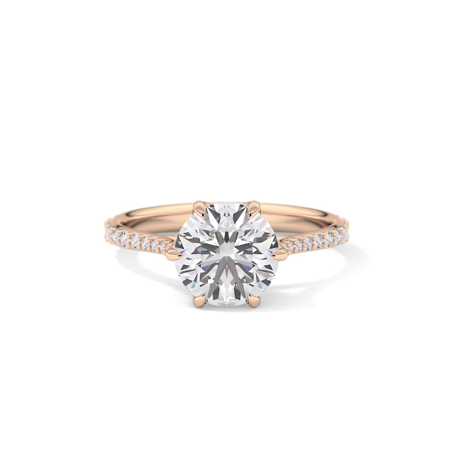 Round Pave Lab Grown Diamond Engagement Ring