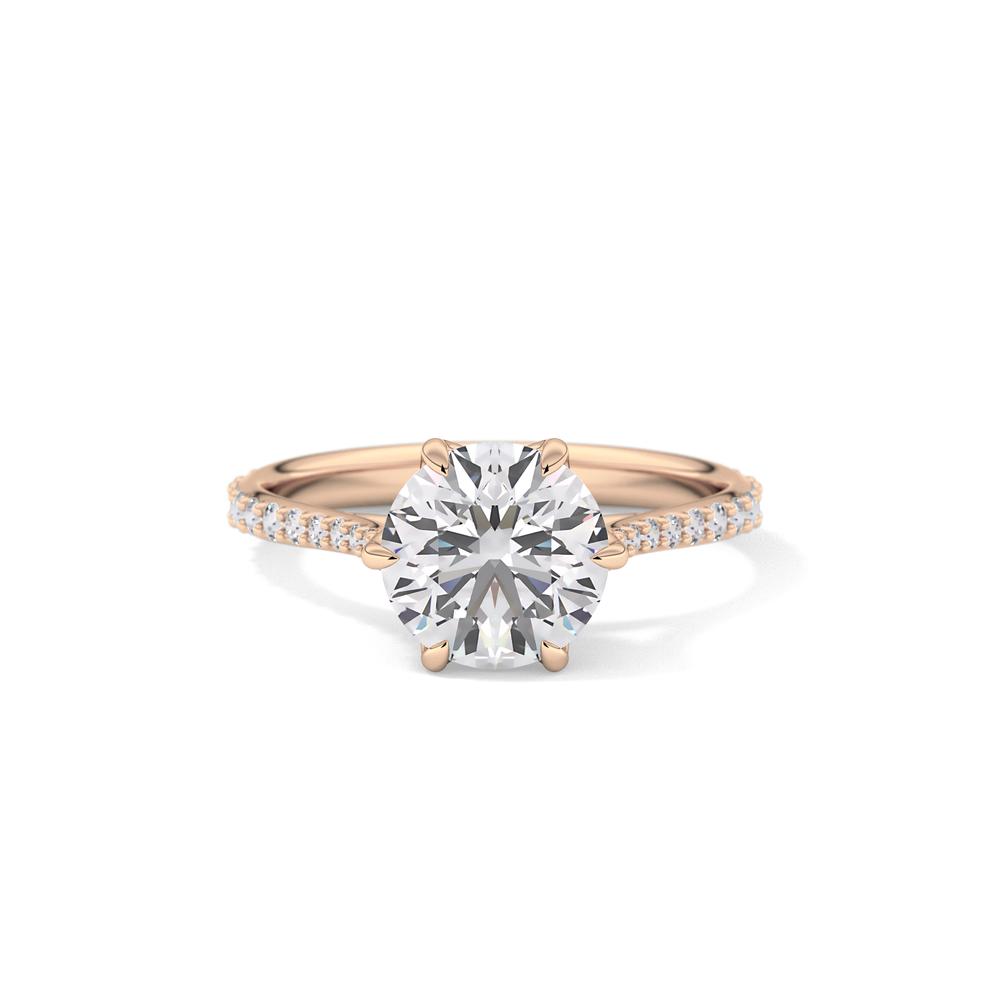 Round Pave Lab Grown Diamond Engagement Ring