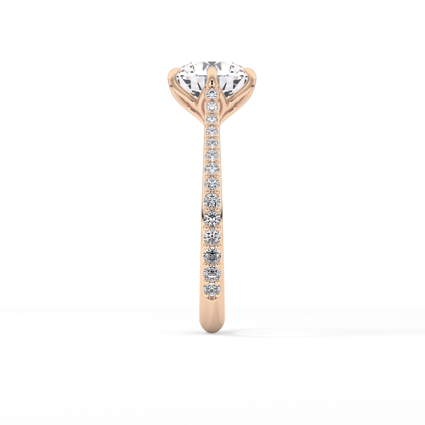 Round Pave Lab Grown Diamond Engagement Ring