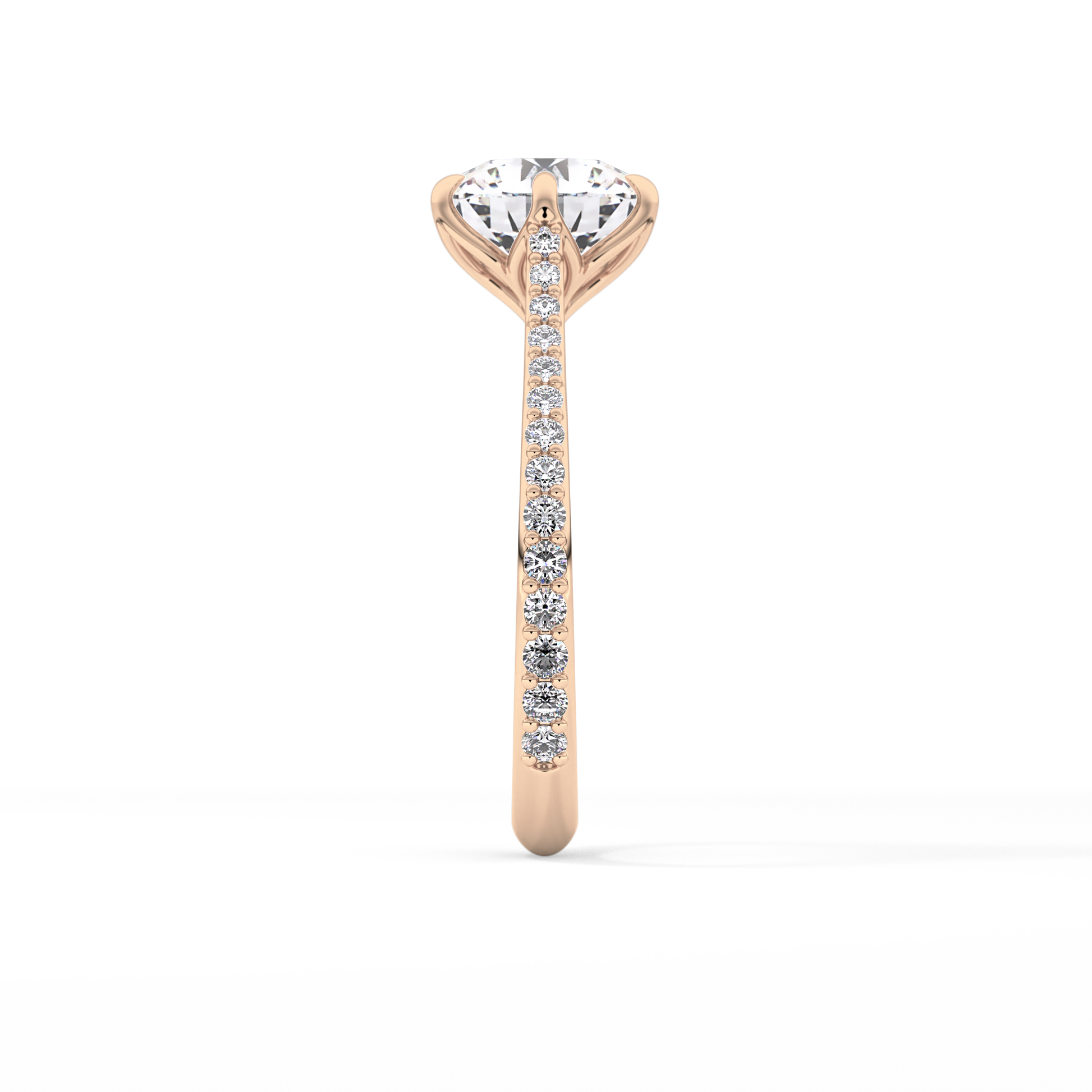 Round Pave Lab Grown Diamond Engagement Ring
