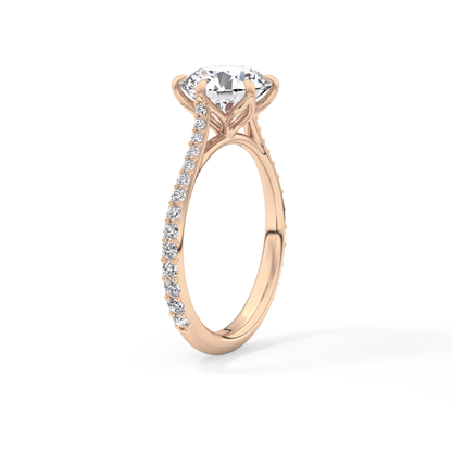 Round Pave Lab Grown Diamond Engagement Ring