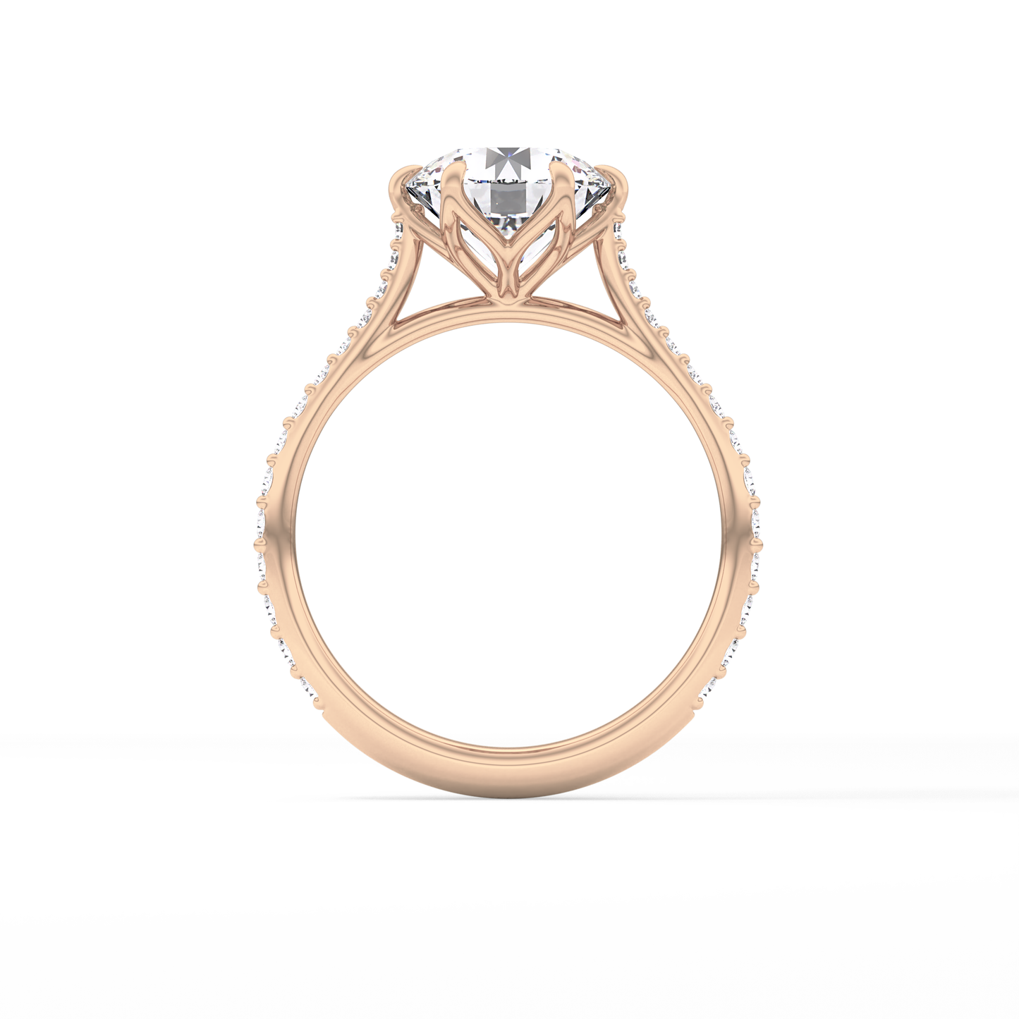 Round Pave Lab Grown Diamond Engagement Ring