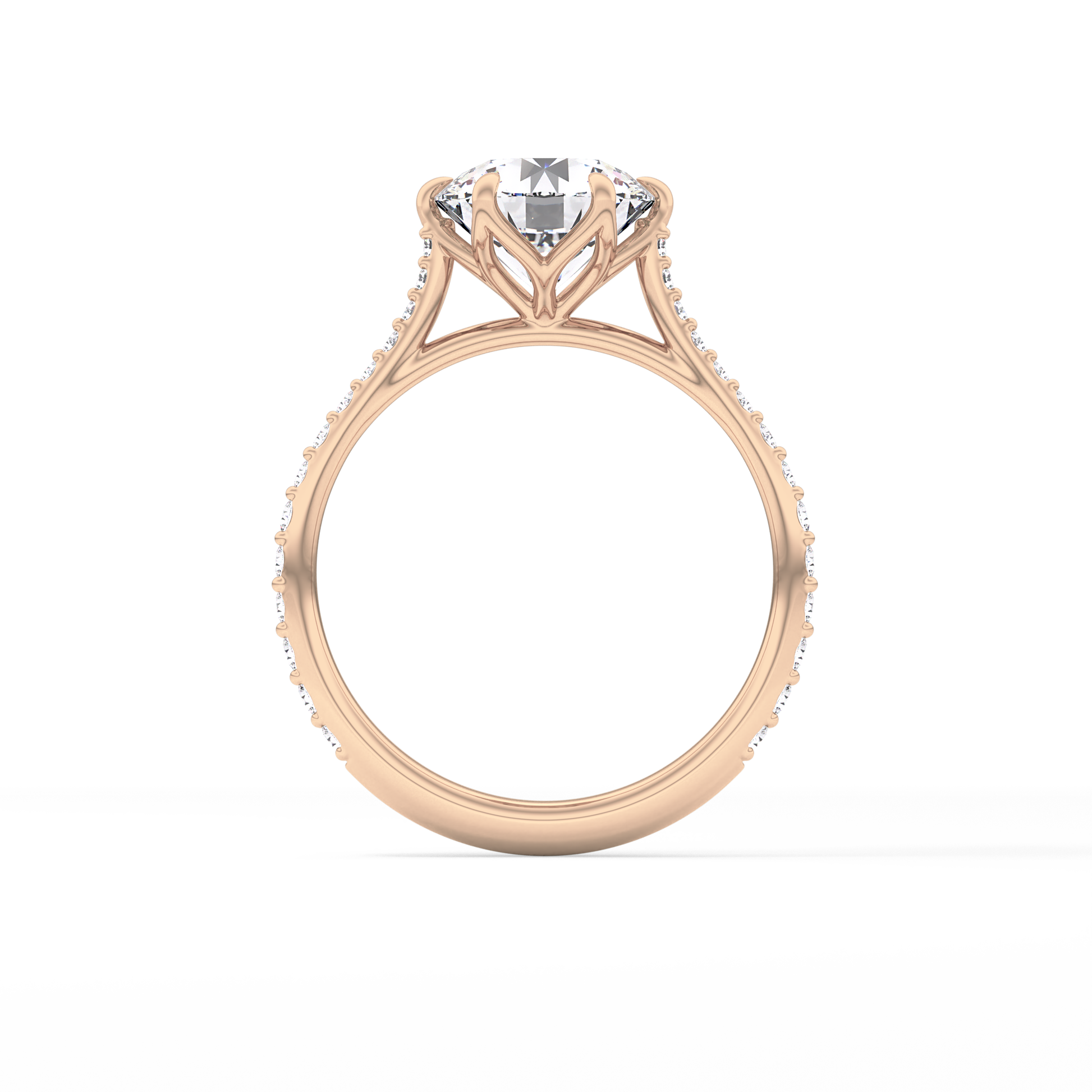 Round Pave Lab Grown Diamond Engagement Ring