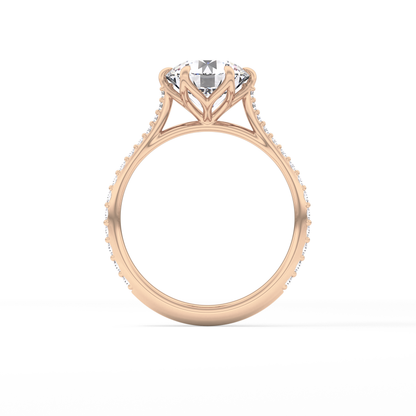 Round Pave Lab Grown Diamond Engagement Ring