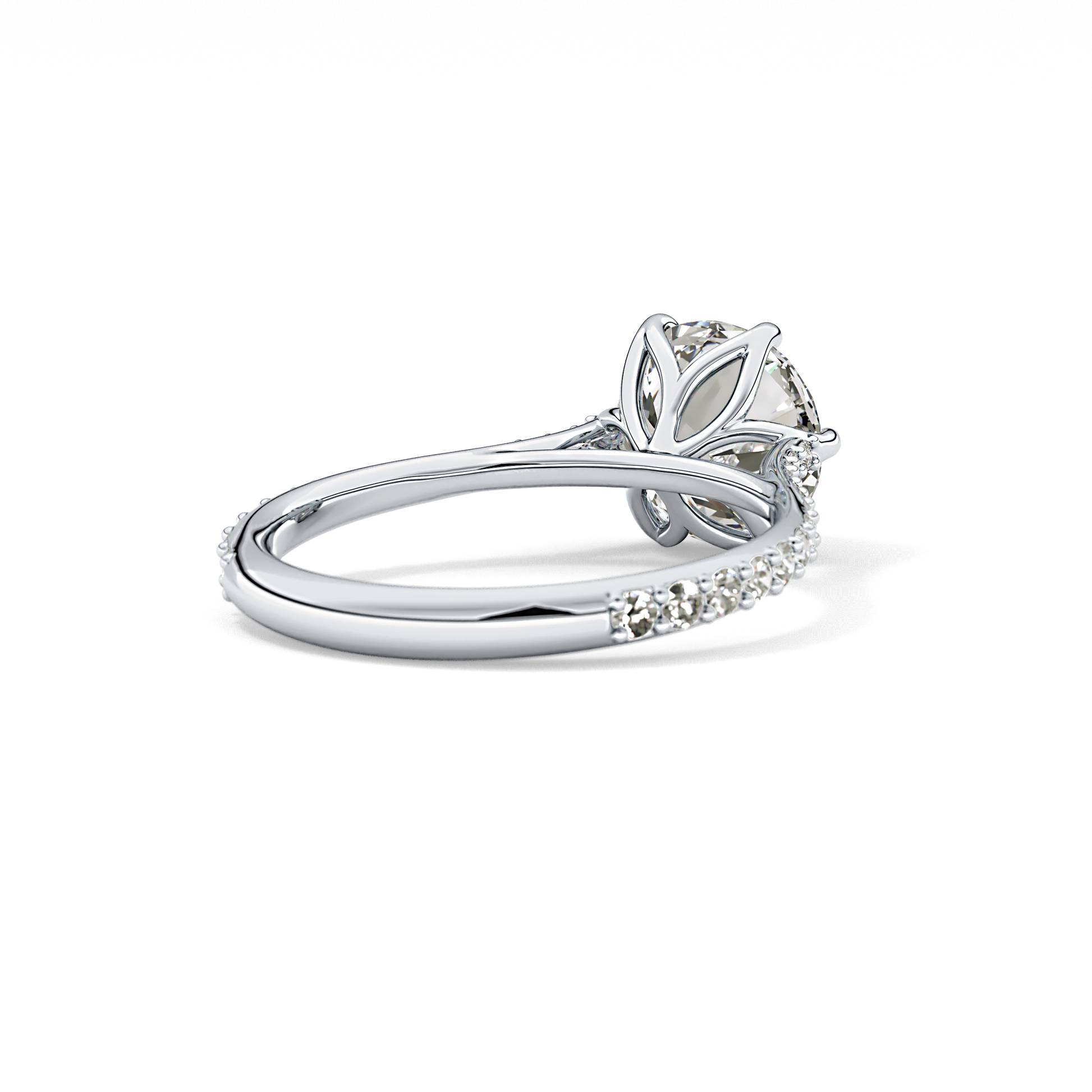 Round Pave Lab Grown Diamond Engagement Ring