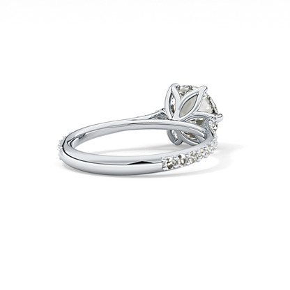 Round Pave Lab Grown Diamond Engagement Ring