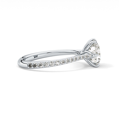 Round Pave Lab Grown Diamond Engagement Ring